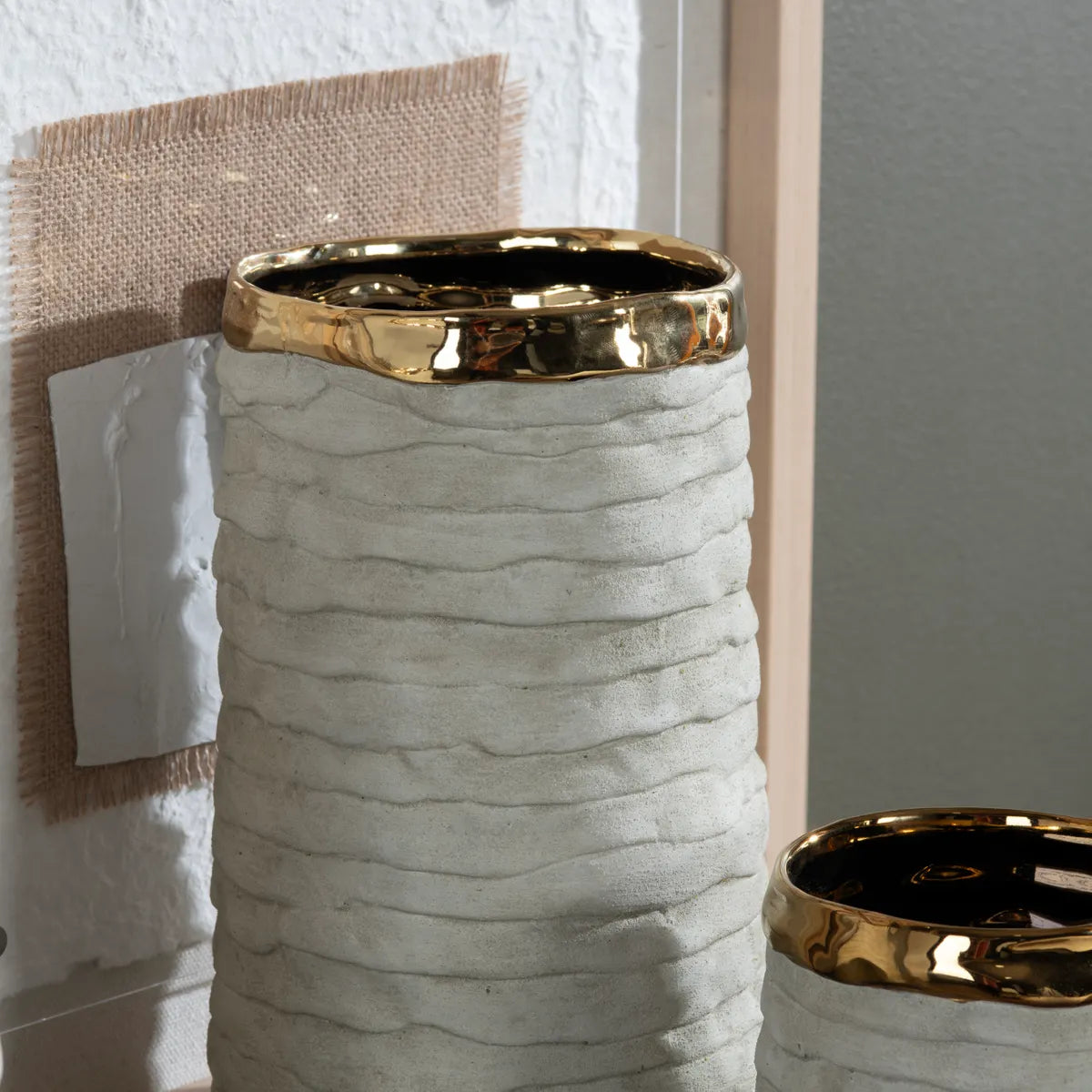 Crestview Collection Nadia Cream And Gold Vases ~ Set Of 3 - Image 3