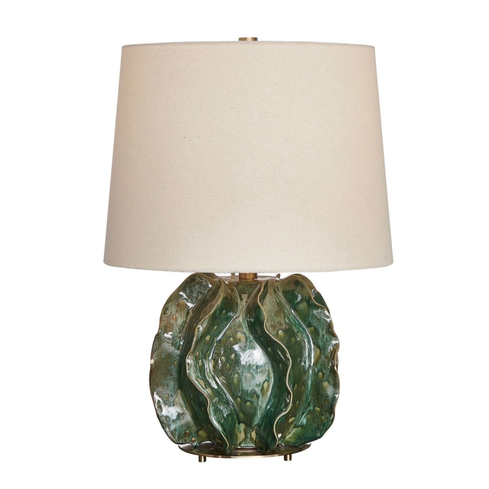 Uttermost Guinevere Ruffled Deep Green Glaze Table Lamp - Image 3