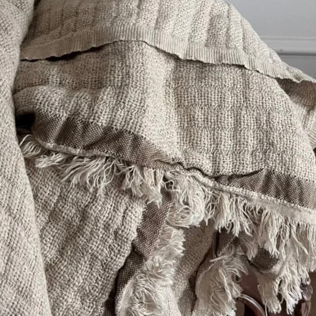 Anaya Home Relaxed Linen Crinkled Stripe Throw ~ DREAMY BEDDING SALE ~ Limited Quantity - Image 3