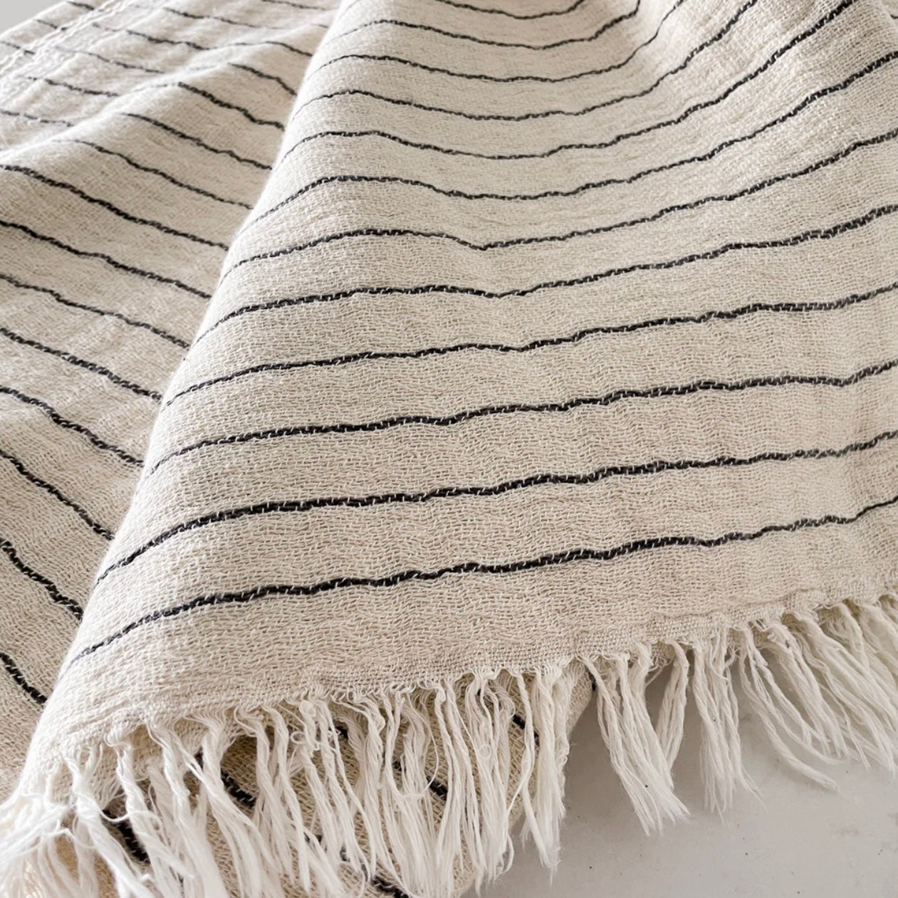 Anaya Home Beige Striped Turkish Cotton Crinkled Throw  ~ DREAMY BEDDING SALE ~ Limited Quantity - Image 3