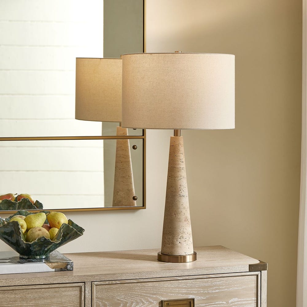 Uttermost Perkins Beige Travertine Table Lamp - Image 1