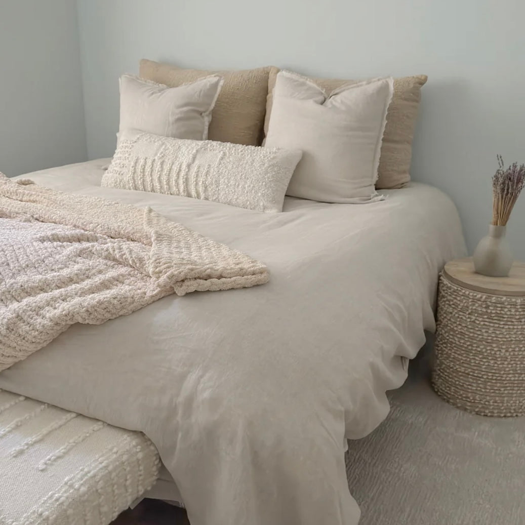 Anaya Home Sandy Beige Oversized Plush Chenille Sweater Throw - Image 2