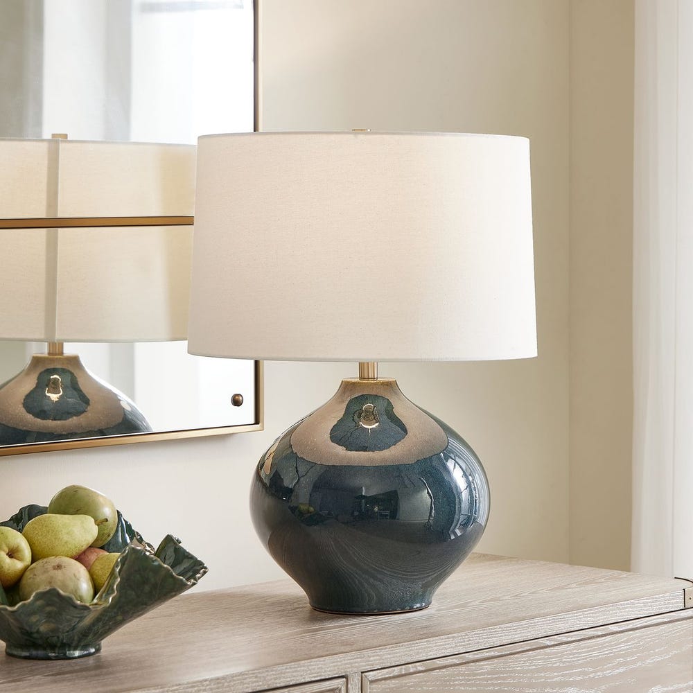 Uttermost Corrine Mottled Deep Blue Ceramic Base Table Lamp - Image 1