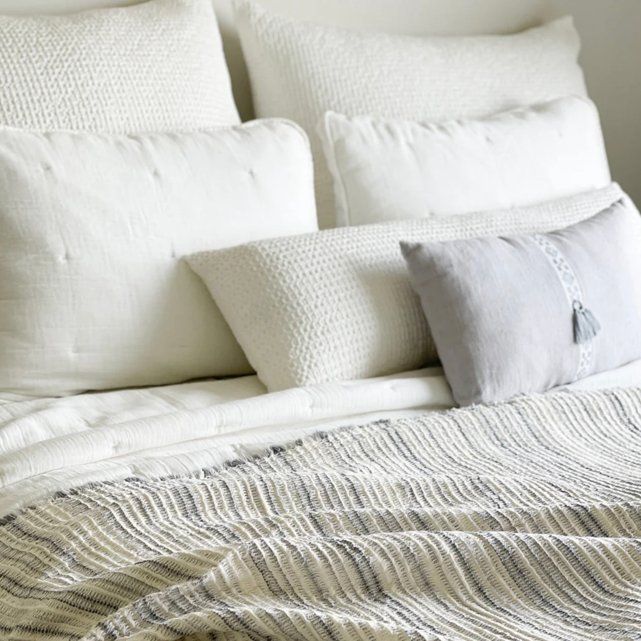 Anaya Home Luxe Crinkled Grey Stripe Throw
