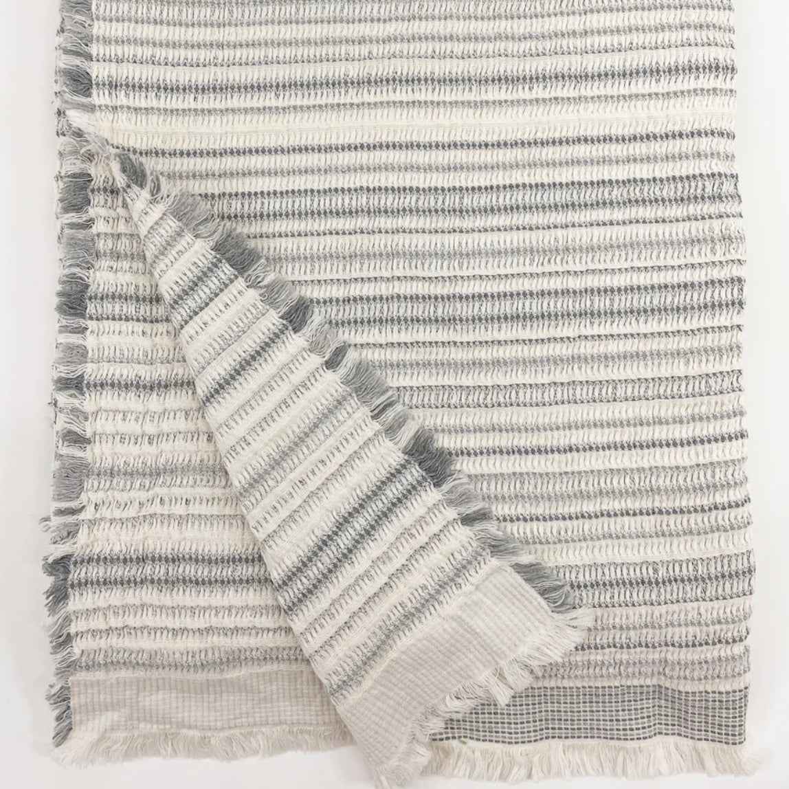 Anaya Home Luxe Crinkled Grey Stripe Throw - Image 3