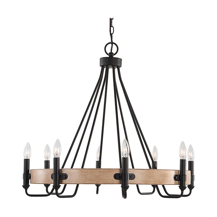 Uttermost Deschutes Black Modern Farmhouse 8 Light Chandelier