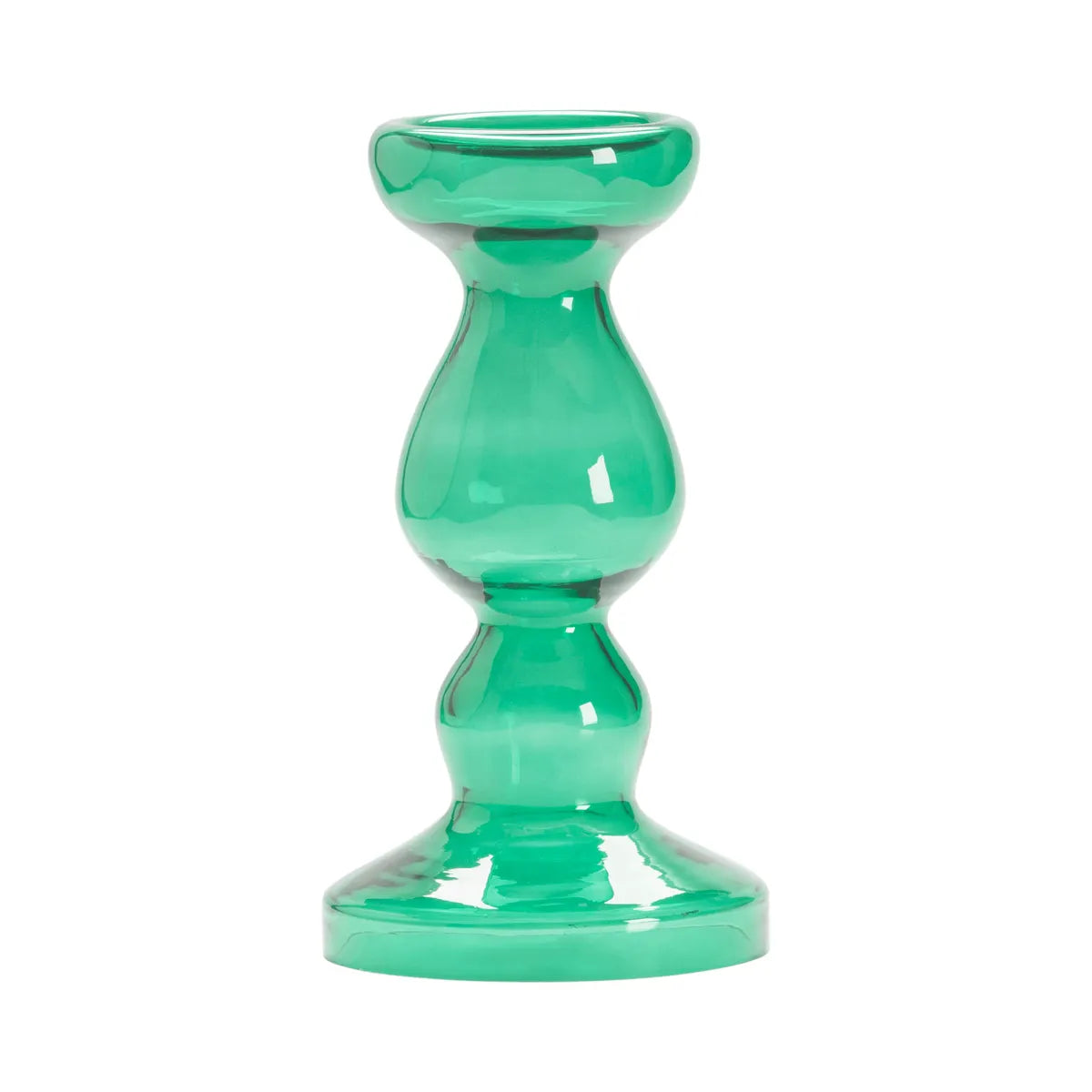 Crestview Collection Miramar Medium Emerald Blown Glass Pillar Candle Holder - Image 1
