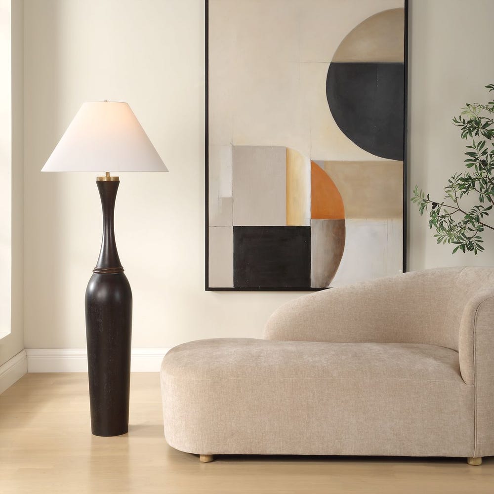 Uttermost Pravin Dark Bronzed Wood Floor Lamp - Image 1