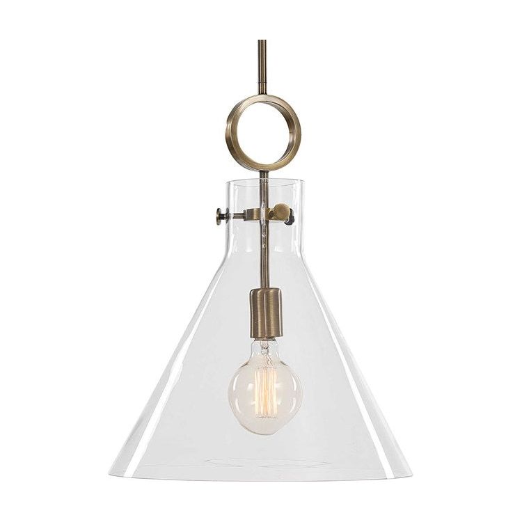 Uttermost Imbuto Funnel Shape Glass with Aged Brass Finish Pendant Light - Image 3