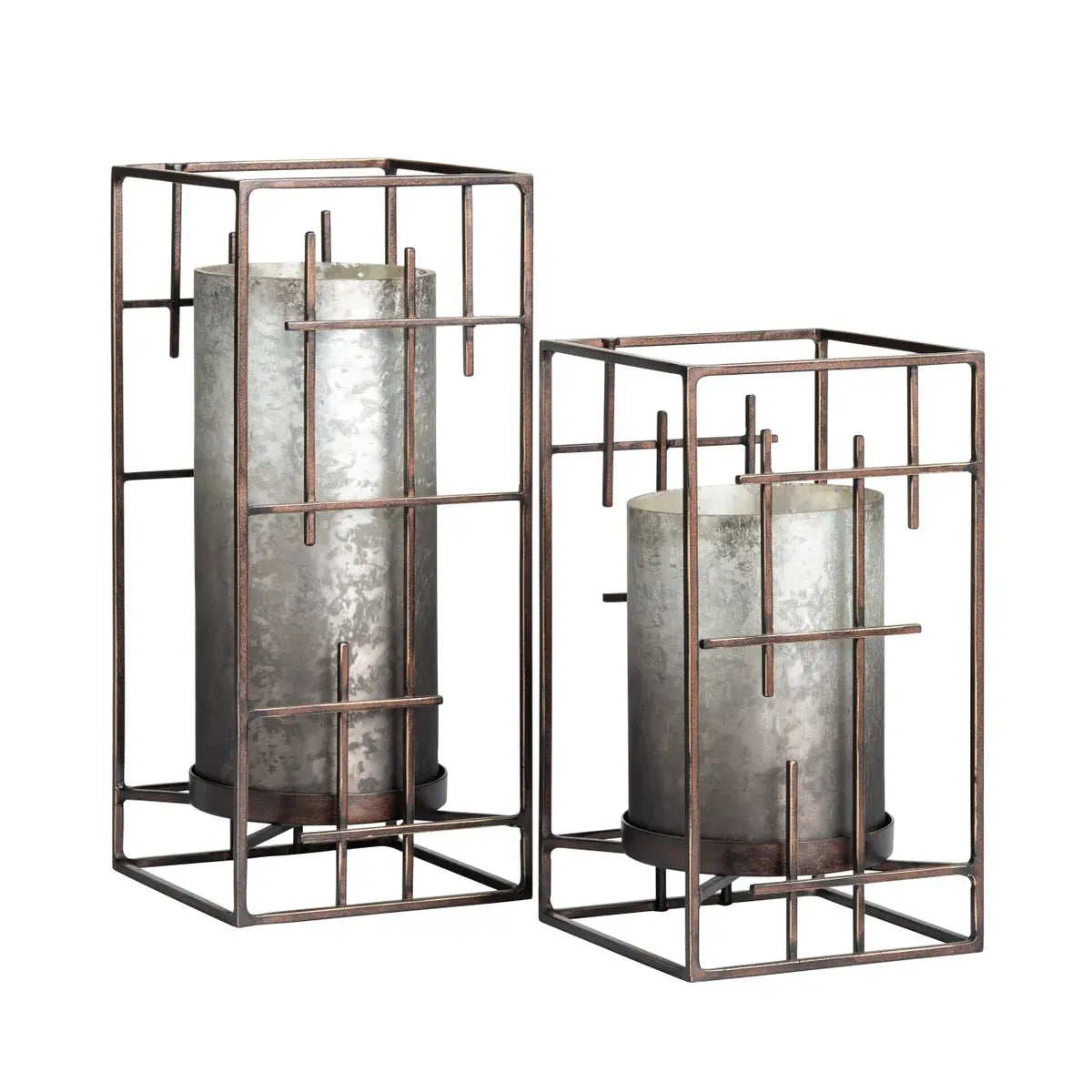 Crestview Collection Plaid Hurricanes Candle Holders ~ Set Of 2 - Image 2