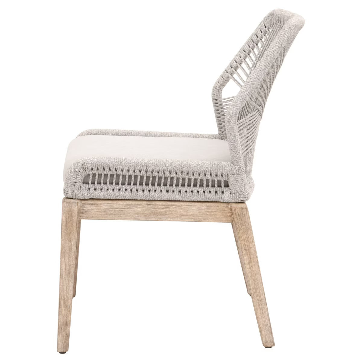Essentials For Living Loom Dining Chair ~ Taupe & White Flat Rope, Performance Pumice With Natural Gray Mahogany Frame (Set of 2) - Image 3