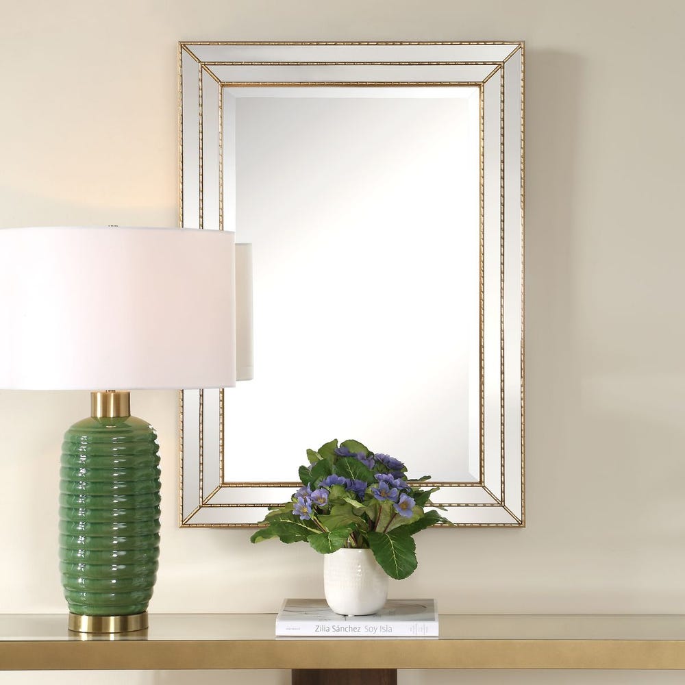 Casa Bella Living Metallic Gold Thin Framing Strips Mirror - Image 1