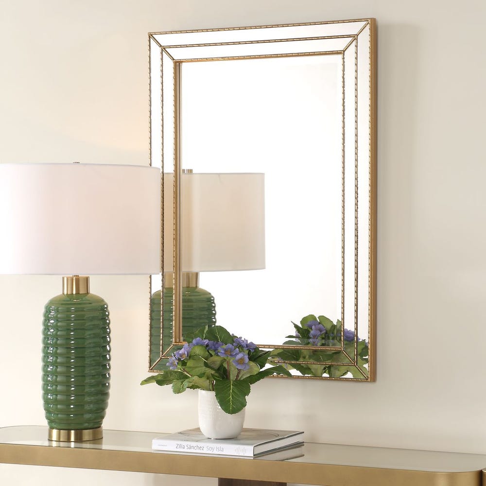 Casa Bella Living Metallic Gold Thin Framing Strips Mirror - Image 2