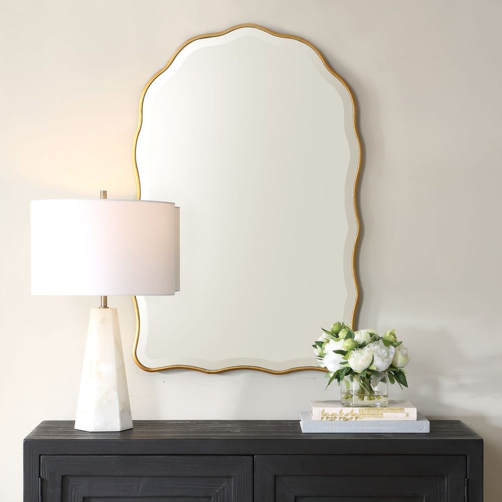 Casa Bella Living Gold Leaf Scalloped Arch Mirror - Image 1