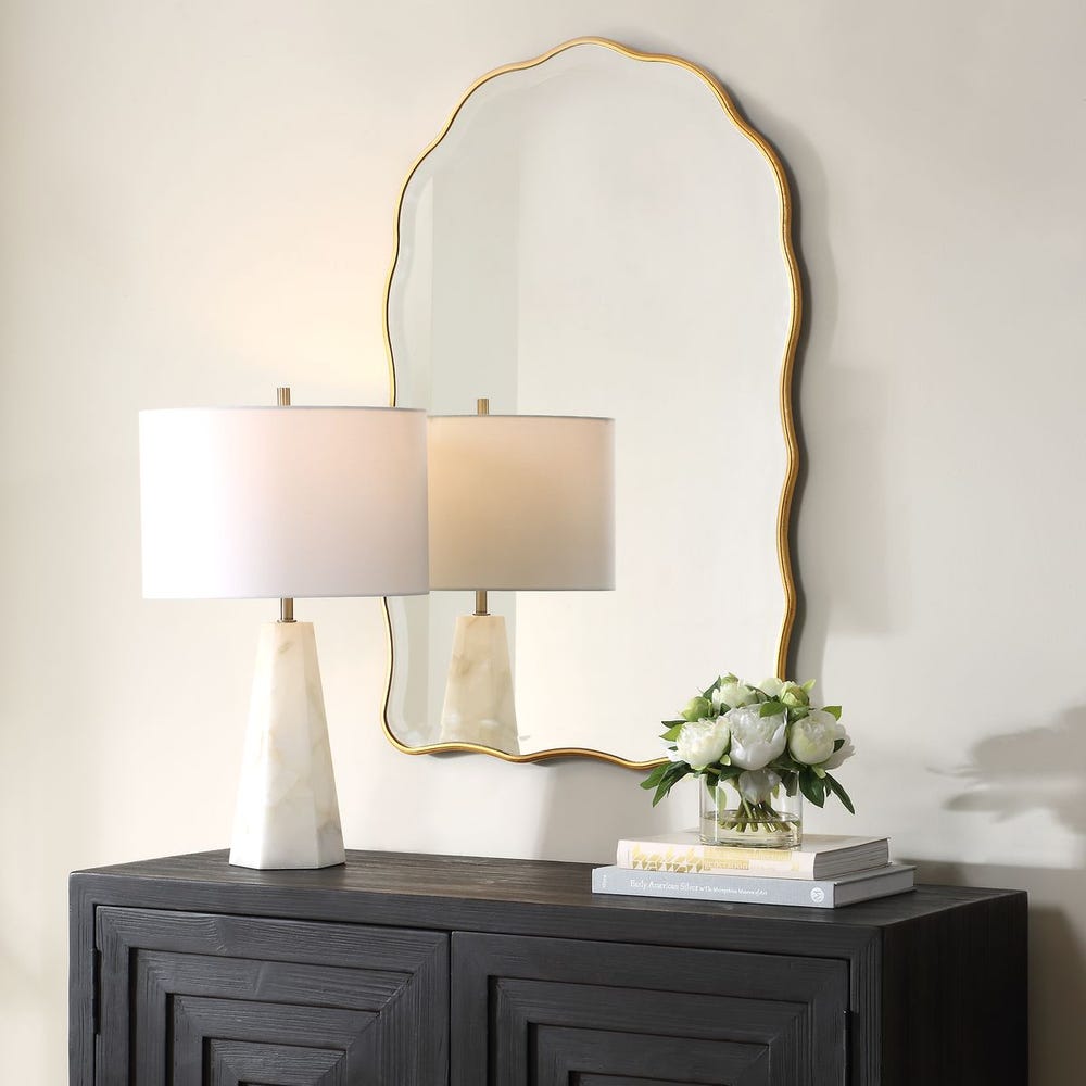 Casa Bella Living Gold Leaf Scalloped Arch Mirror - Image 2