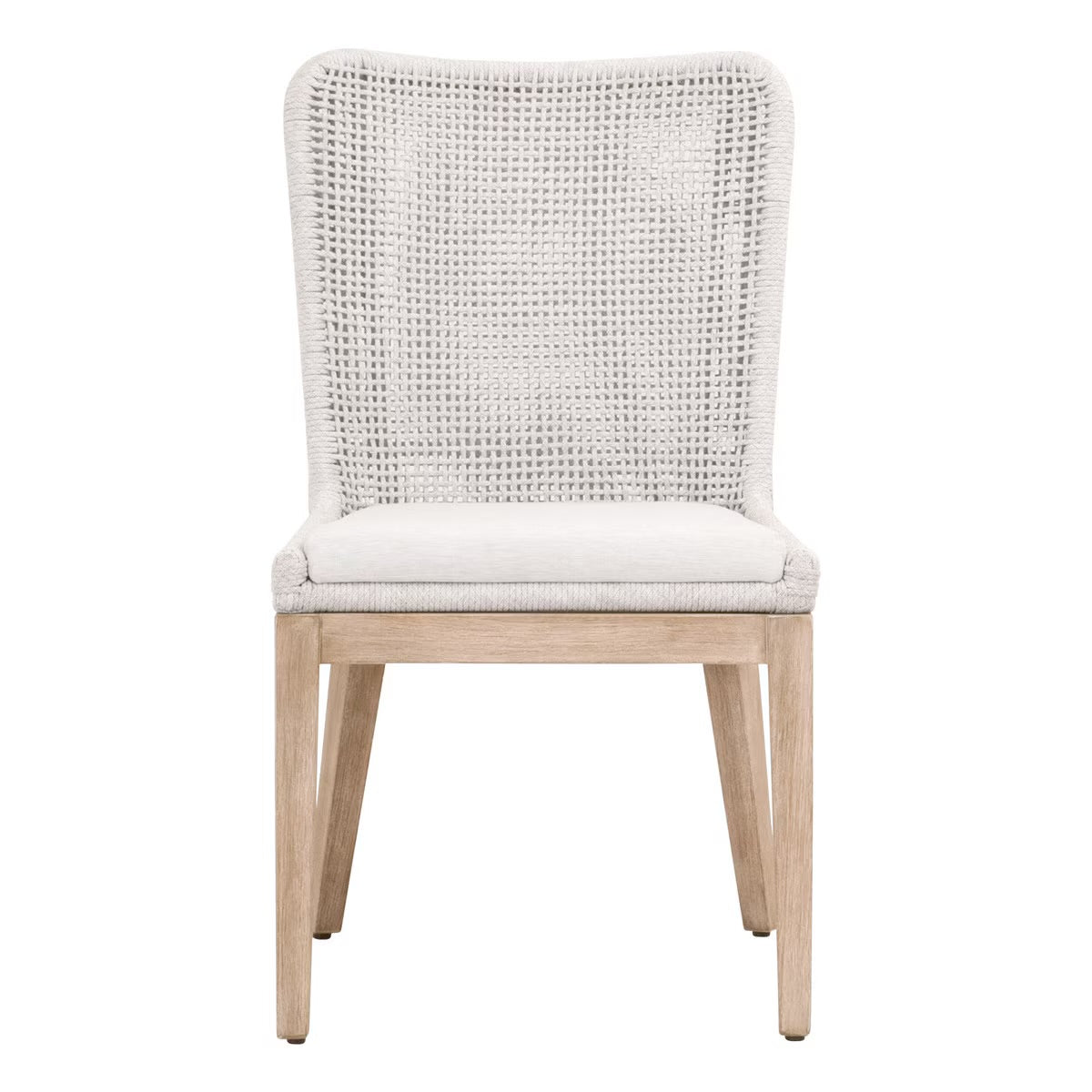 Essentials For Living Mesh Dining Chair ~ White Speckle Flat Rope, Performance White Speckle With Natural Gray Mahogany Frame (SET of 2) - Image 1