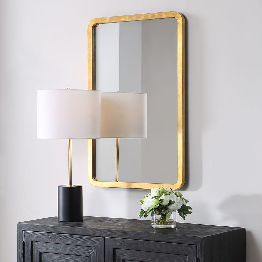Casa Bella Living Gold Leaf Modern Mirror - Image 1