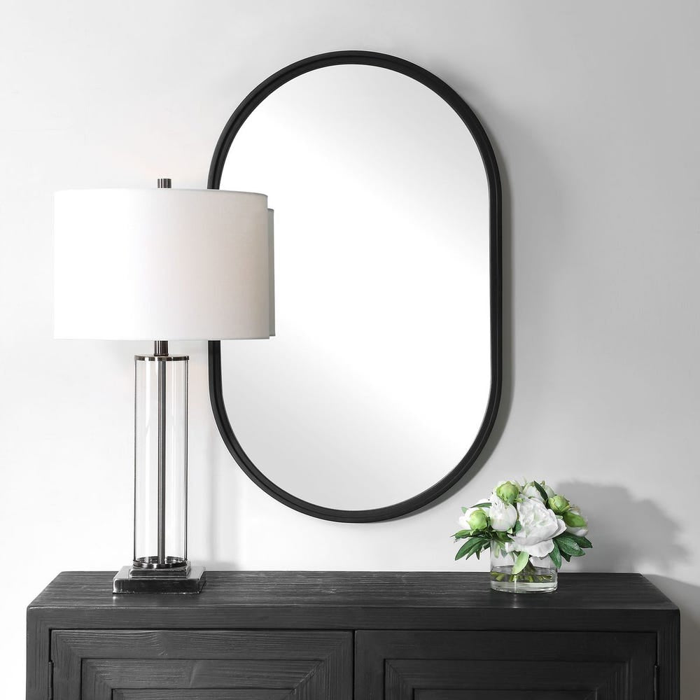 Casa Bella Living Satin Black Iron Mirror - Image 1