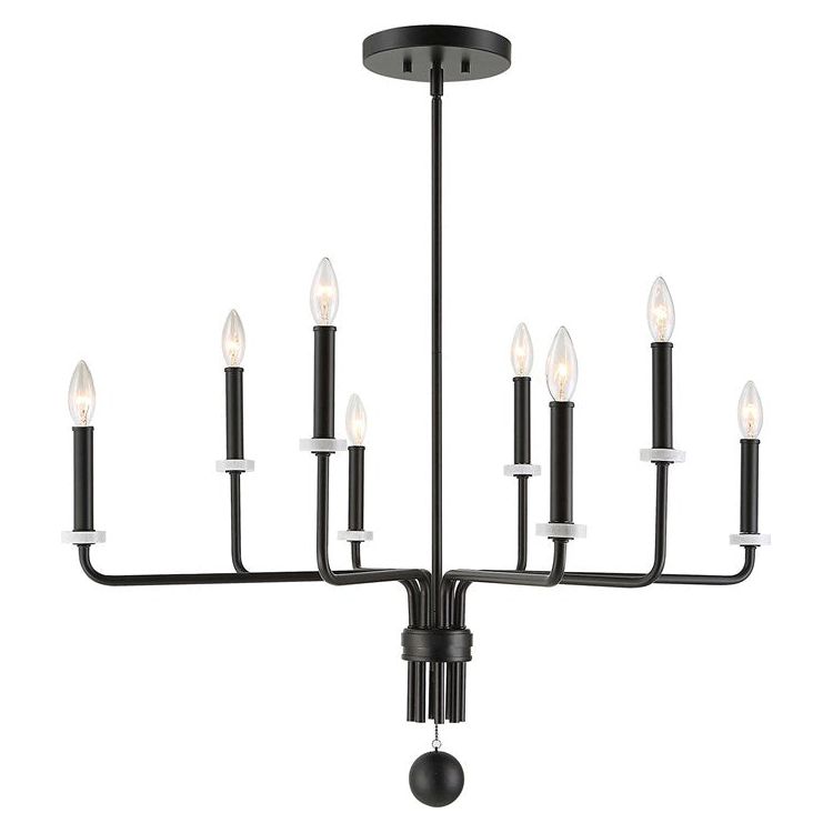 Uttermost Ebony Elegance Matte Black with White Marble Bobeches Modern 8 Light Chandelier - Image 2