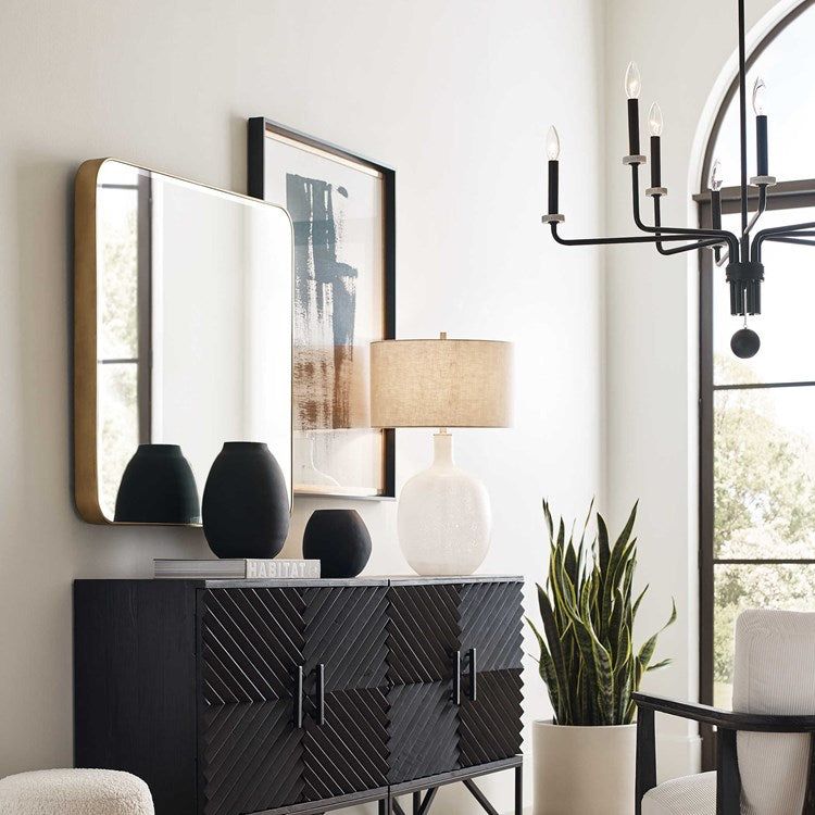 Uttermost Ebony Elegance Matte Black with White Marble Bobeches Modern 8 Light Chandelier