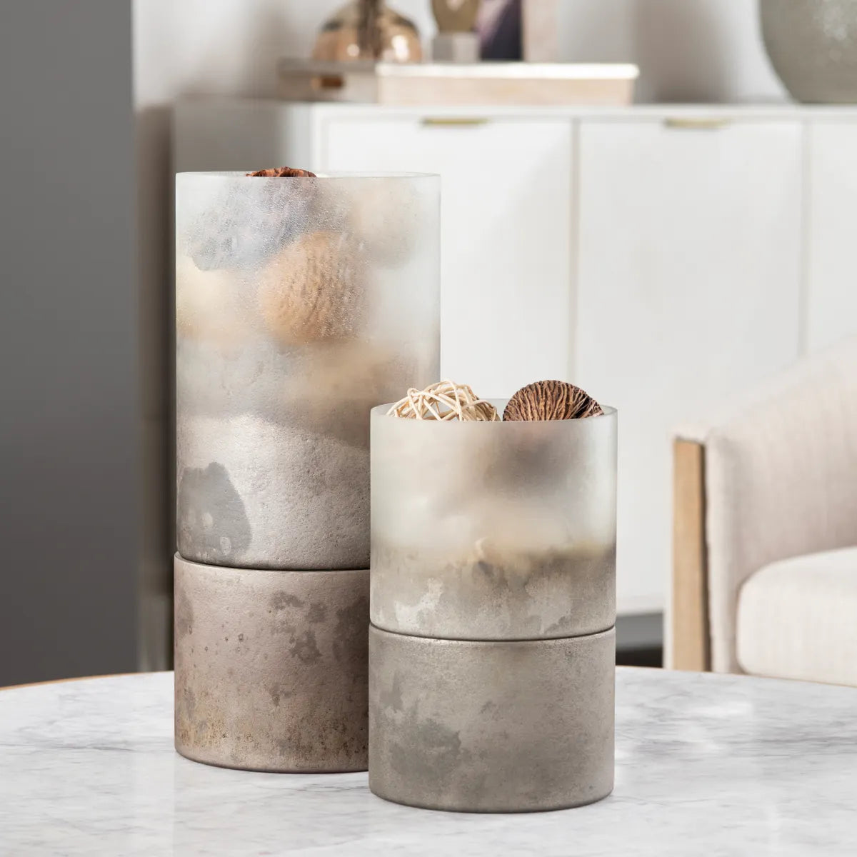 Crestview Collection Ellery Medium Metallic Smoke Hurricane Globes - Image 2