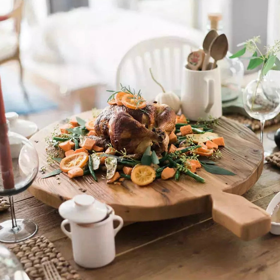 etúHOME Classic Oversized Round Footed Reclaimed Wood Serving Board ~ IN-STORE PURCHASE ONLY