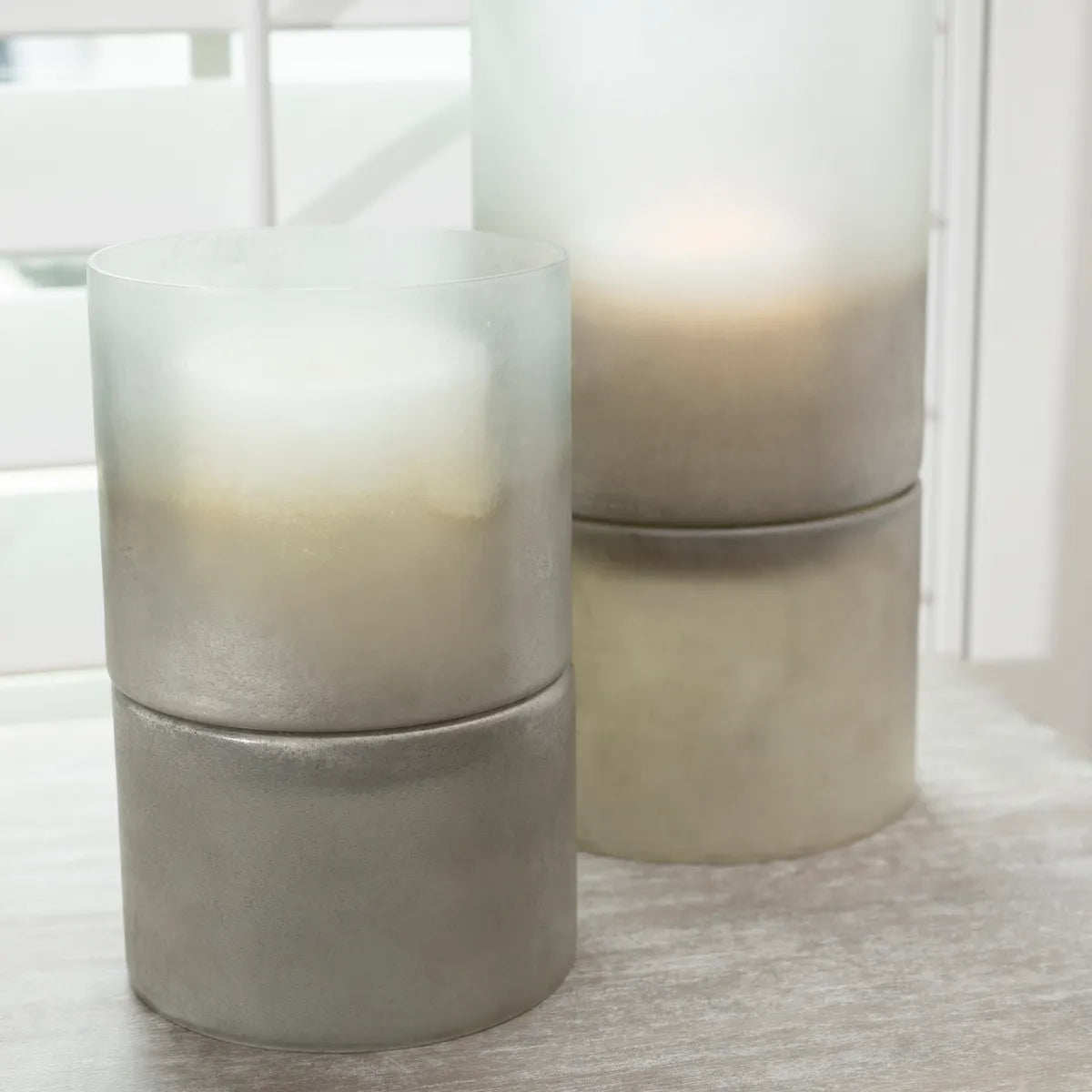 Crestview Collection Ellery Large Metallic Smoke Hurricane Globes - Image 2