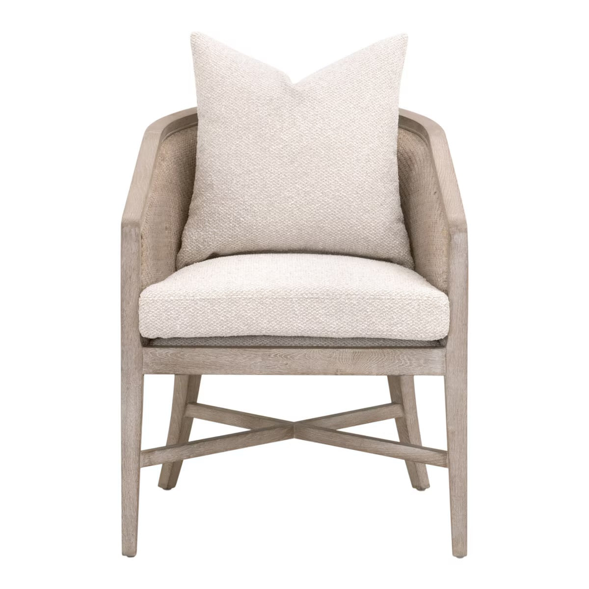 Essentials For Living McGuire Arm Dining Chair ~ LiveSmart Gellar-Linen With Natural Gray Oak & Cane Frame - Image 1