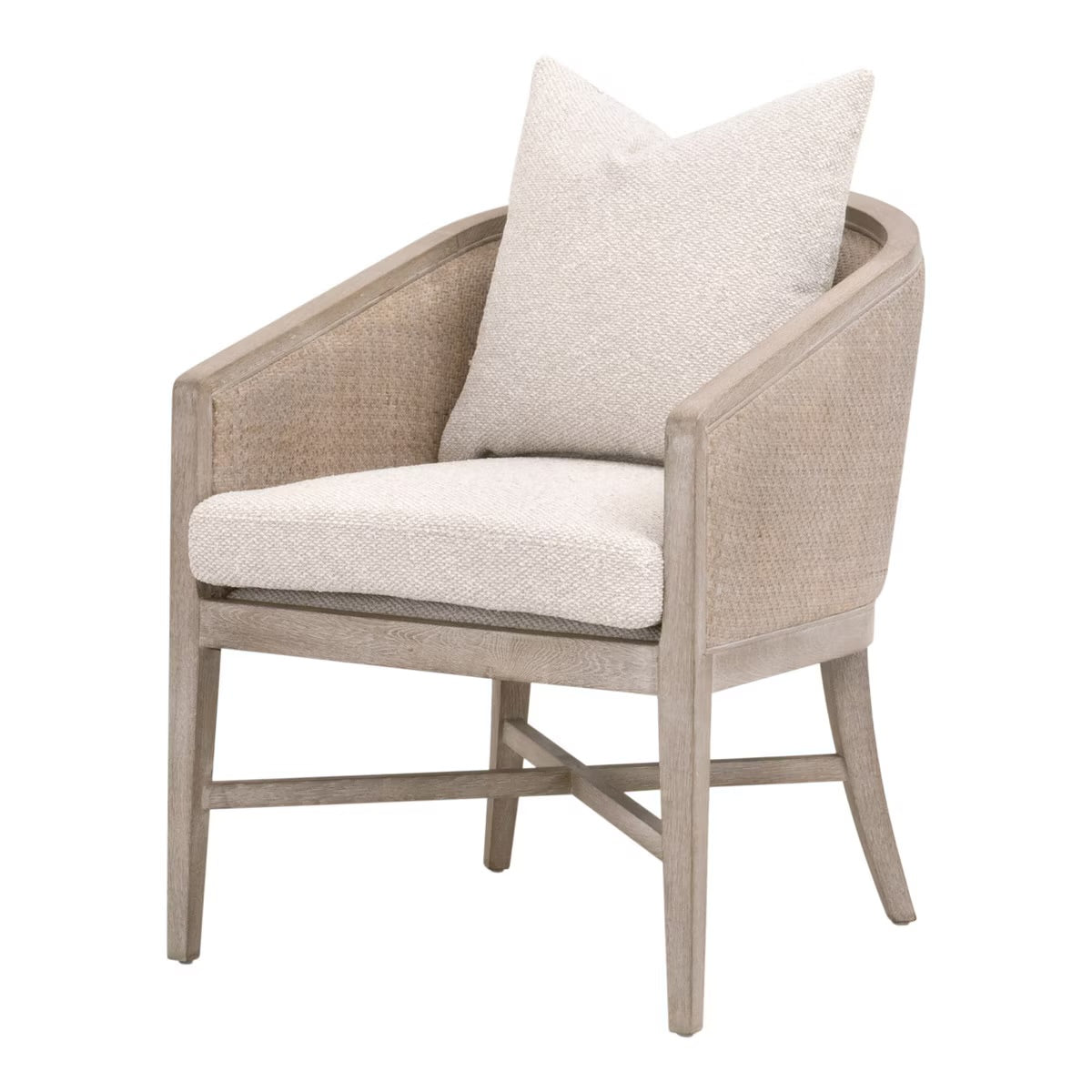 Essentials For Living McGuire Arm Dining Chair ~ LiveSmart Gellar-Linen With Natural Gray Oak & Cane Frame - Image 2