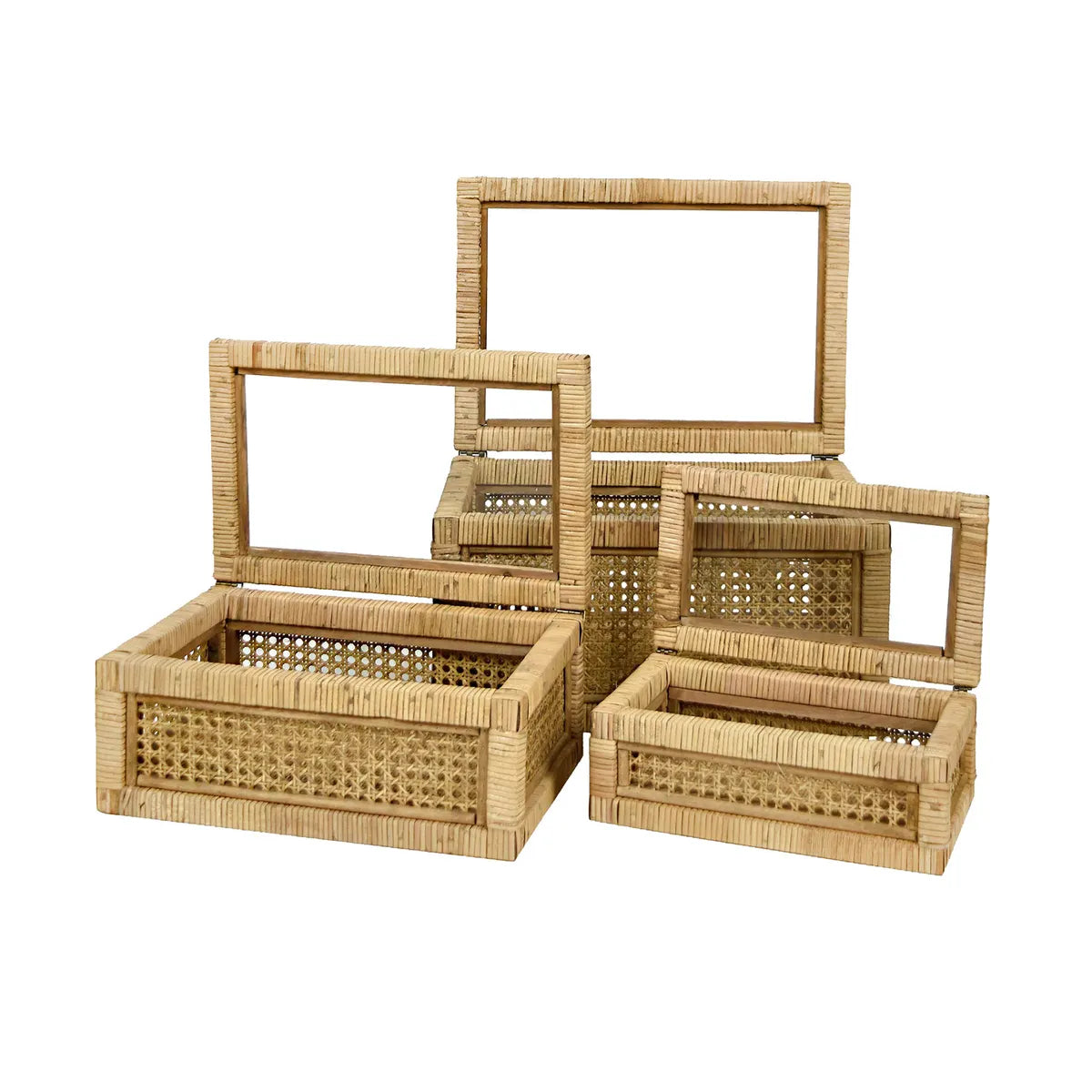 Crestview Collection Rollins Rattan Boxes ~ Set Of 3 - Image 1