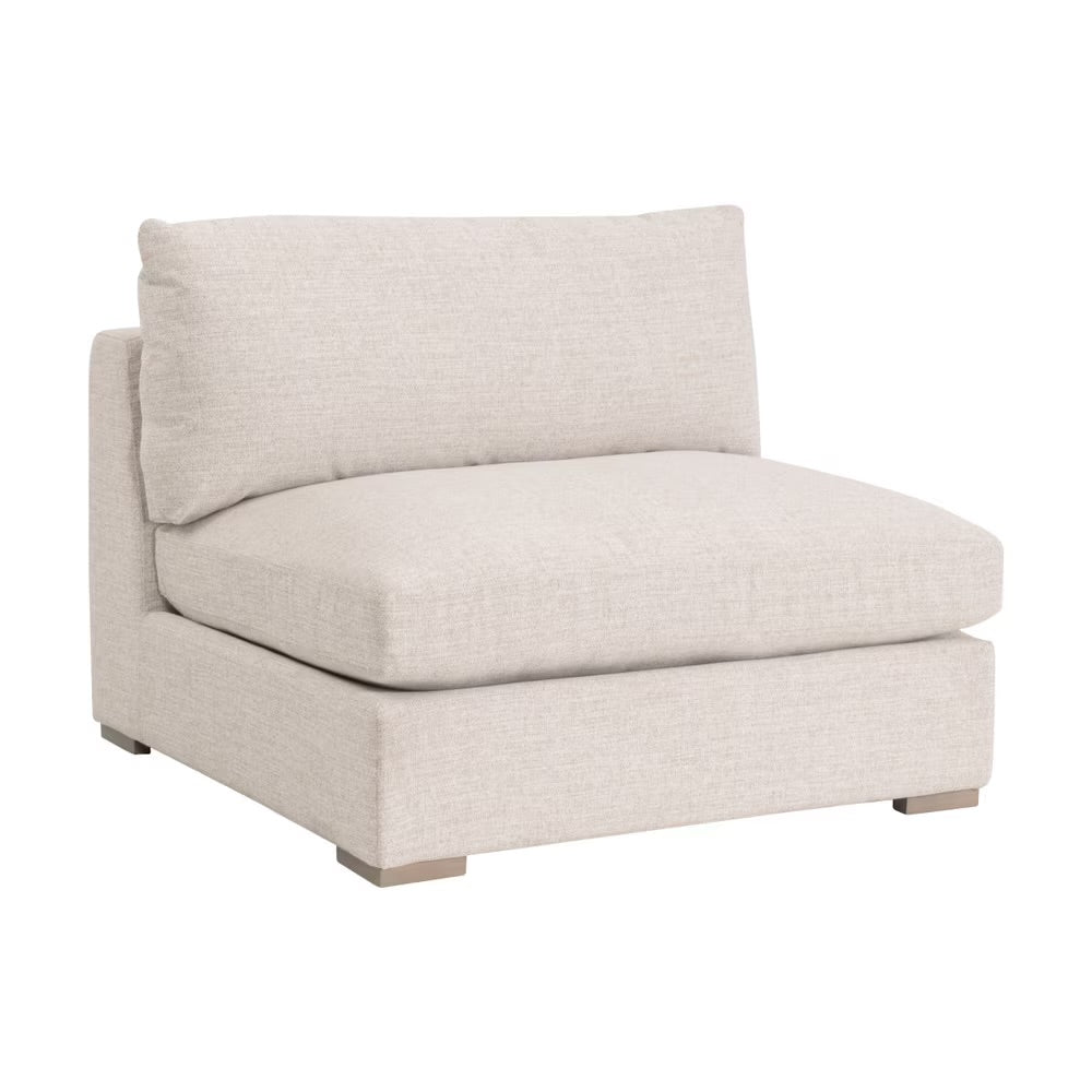 Essentials For Living Newport Outdoor Modular 1- Seat Armless Chair ~ LiveSmart Shapiro-Sand With Desert Accoya Legs - Image 2