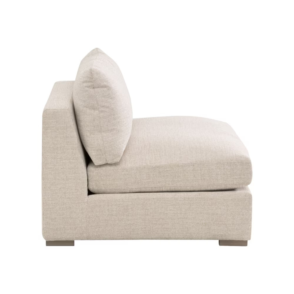 Essentials For Living Newport Outdoor Modular 1- Seat Armless Chair ~ LiveSmart Shapiro-Sand With Desert Accoya Legs - Image 3