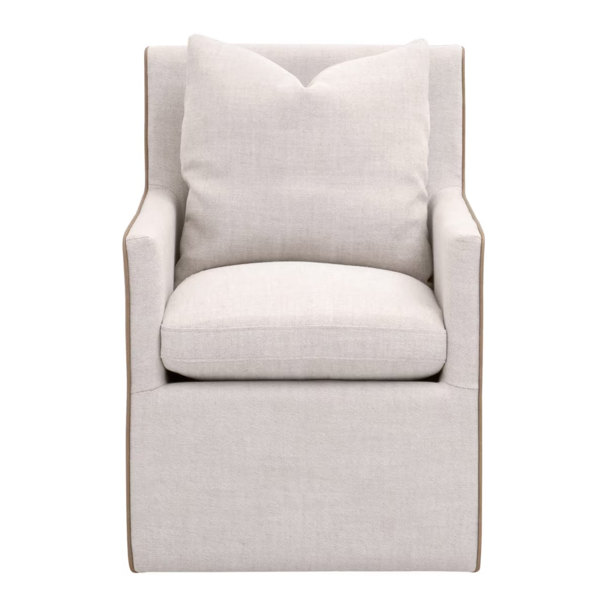 Essentials For Living Harmony Arm Dining Chair with Casters ~ Performance Bisque French Linen, Ivanhoe-Toast - Image 1