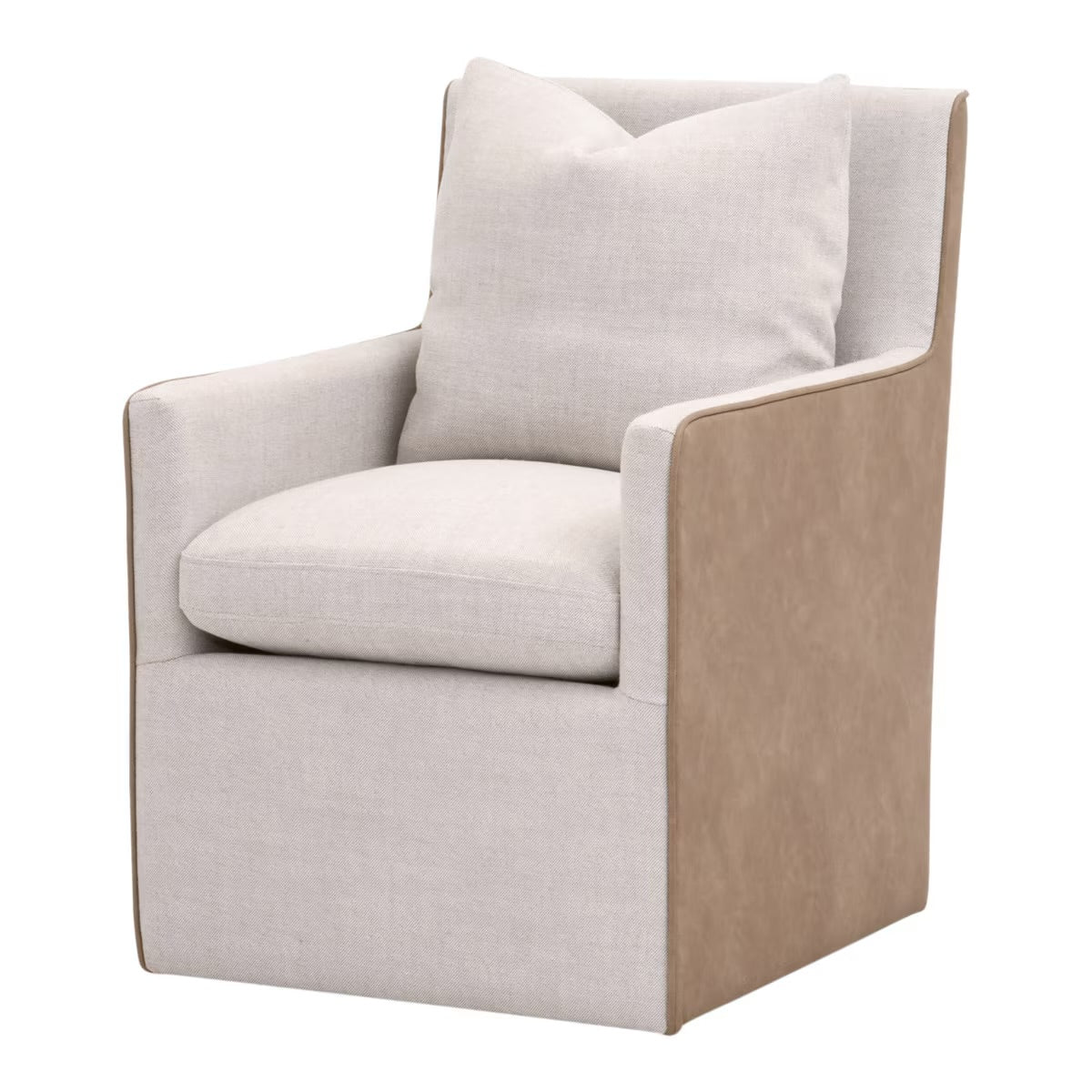 Essentials For Living Harmony Arm Dining Chair with Casters ~ Performance Bisque French Linen, Ivanhoe-Toast - Image 2