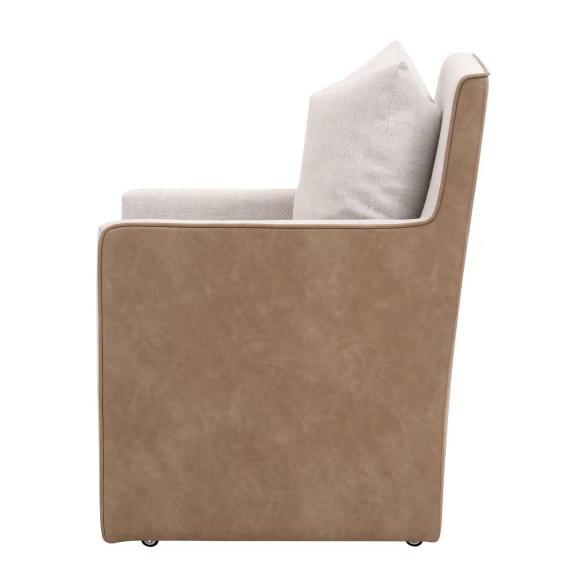 Essentials For Living Harmony Arm Dining Chair with Casters ~ Performance Bisque French Linen, Ivanhoe-Toast - Image 3