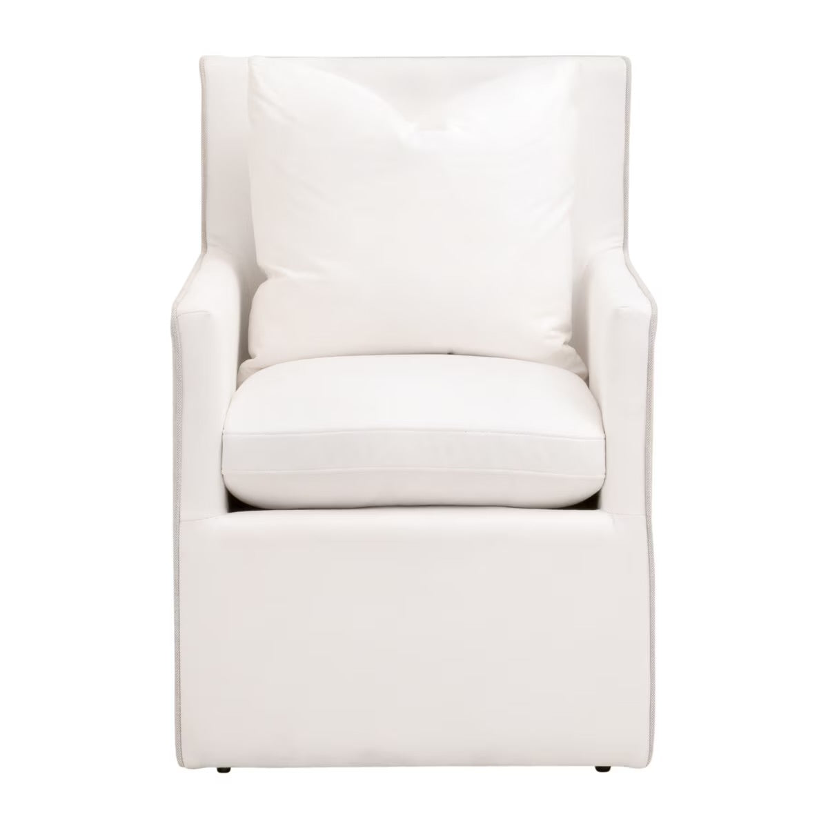Essentials For Living Harmony Arm Dining Chair with Casters ~ LiveSmart Peyton-Pearl, Performance Bisque French Linen - Image 1