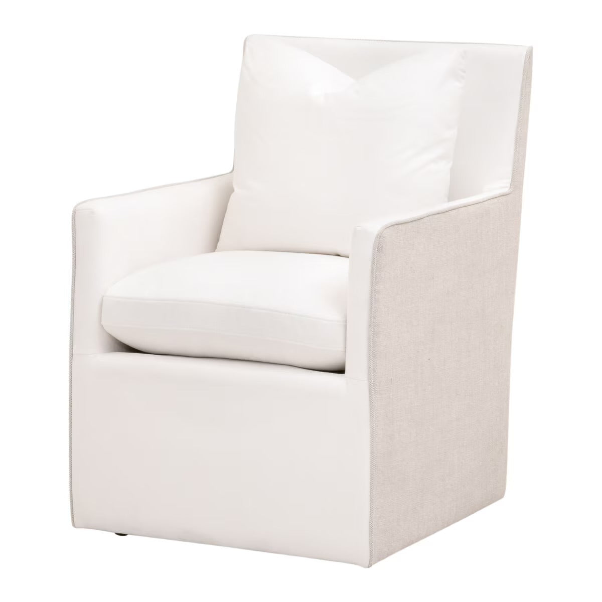 Essentials For Living Harmony Arm Dining Chair with Casters ~ LiveSmart Peyton-Pearl, Performance Bisque French Linen - Image 3
