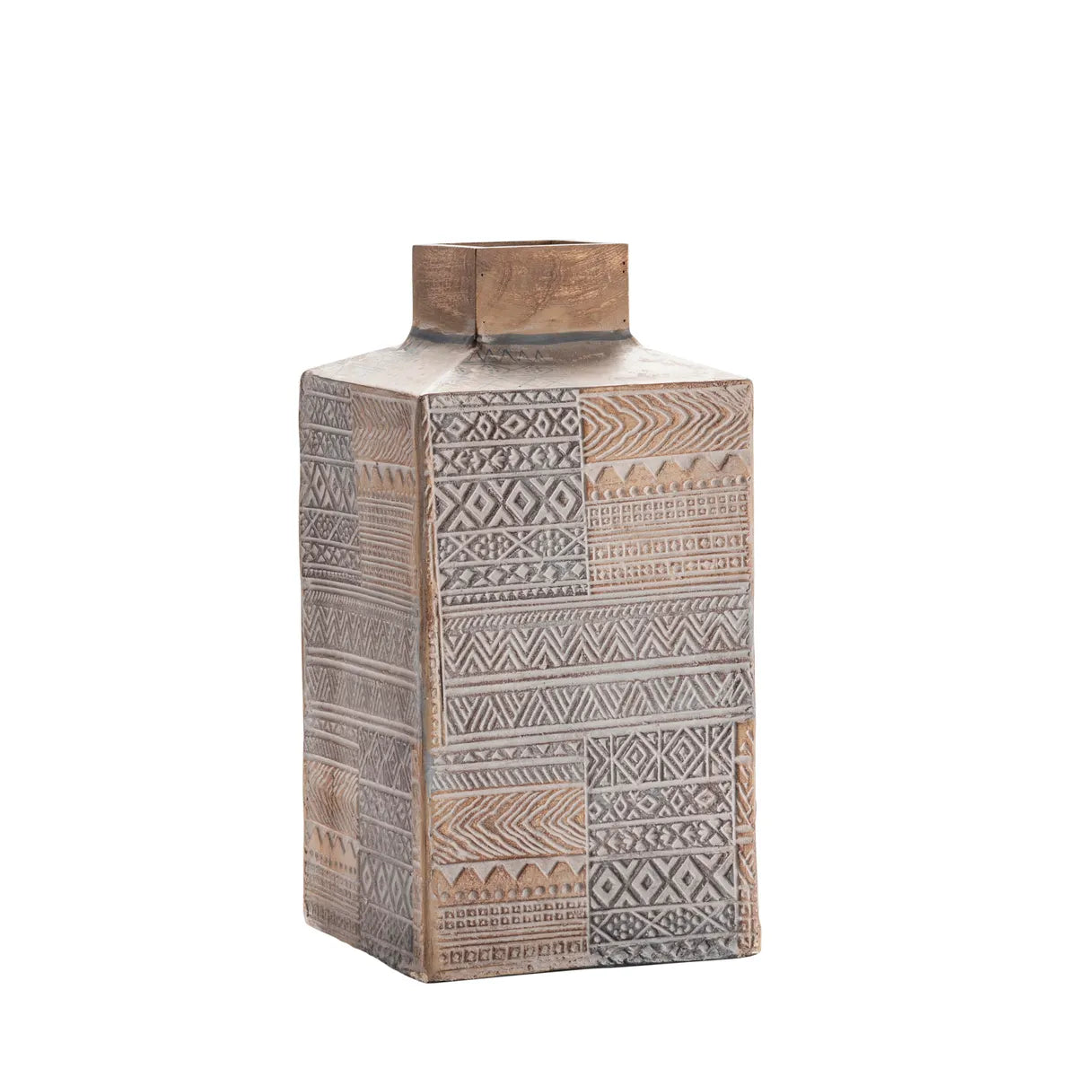Crestview Collection Taos Medium Carved Square Vase - Image 1