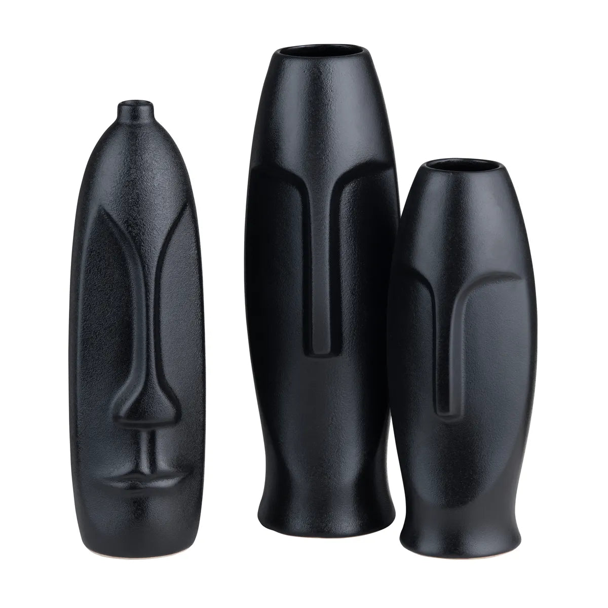 Crestview Collection Noir Black Ceramic Vases ~ Set Of 3 - Image 2