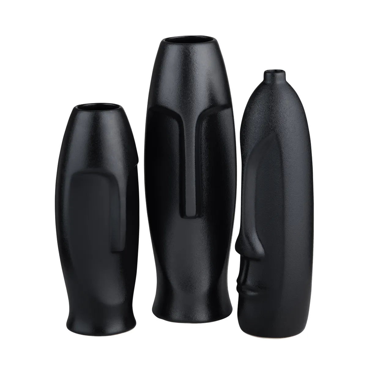 Crestview Collection Noir Black Ceramic Vases ~ Set Of 3 - Image 3
