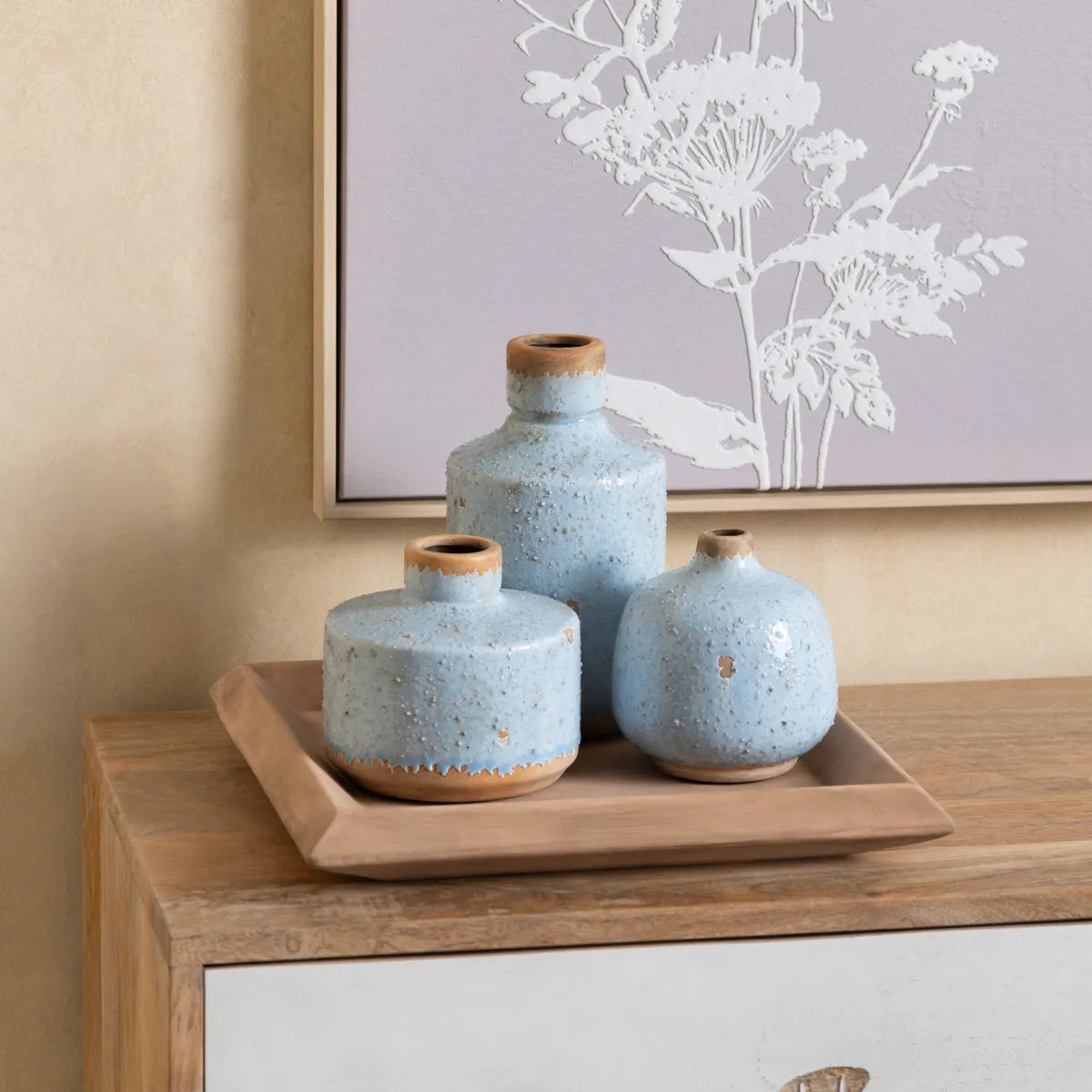 Crestview Collection Kitt Vases & Tray ~ Set Of 3 - Image 1