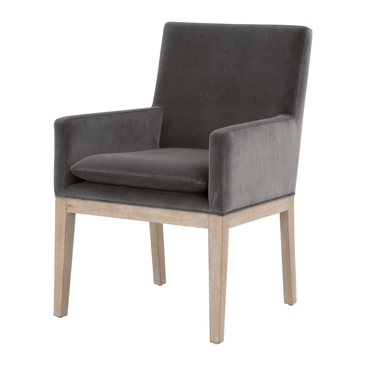 Essentials For Living Drake Arm Dining Chair ~ Dark Dove Velvet With Natural Gray Oak Frame - Image 2