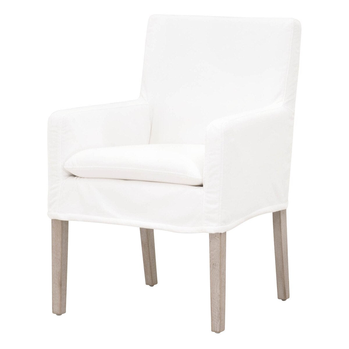 Essentials For Living Drake Slipcover Arm Dining Chair ~ LiveSmart Peyton-Pearl With Natural Gray Oak Frame - Image 2
