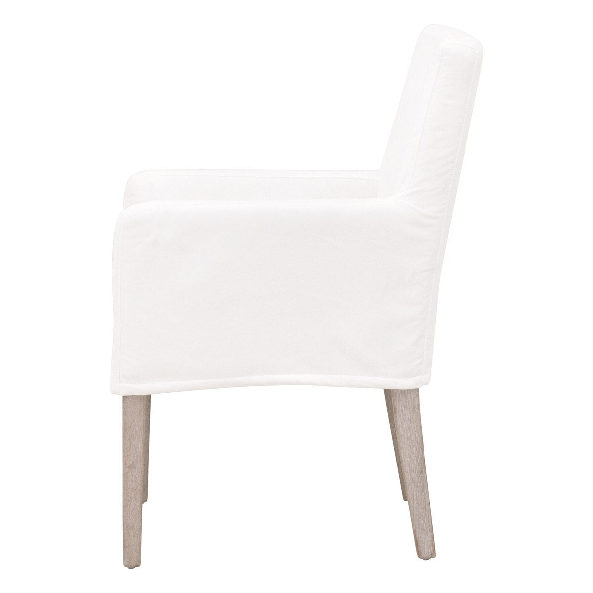 Essentials For Living Drake Slipcover Arm Dining Chair ~ LiveSmart Peyton-Pearl With Natural Gray Oak Frame - Image 3