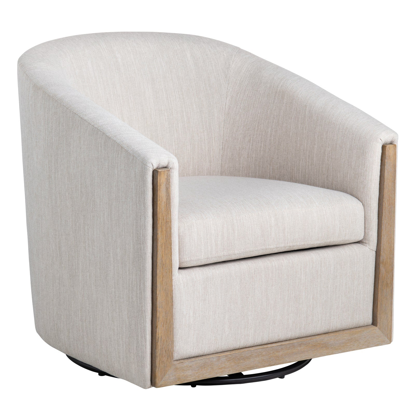 Crestview Collection Bennett Cream Linen Swivel Chair - Image 2