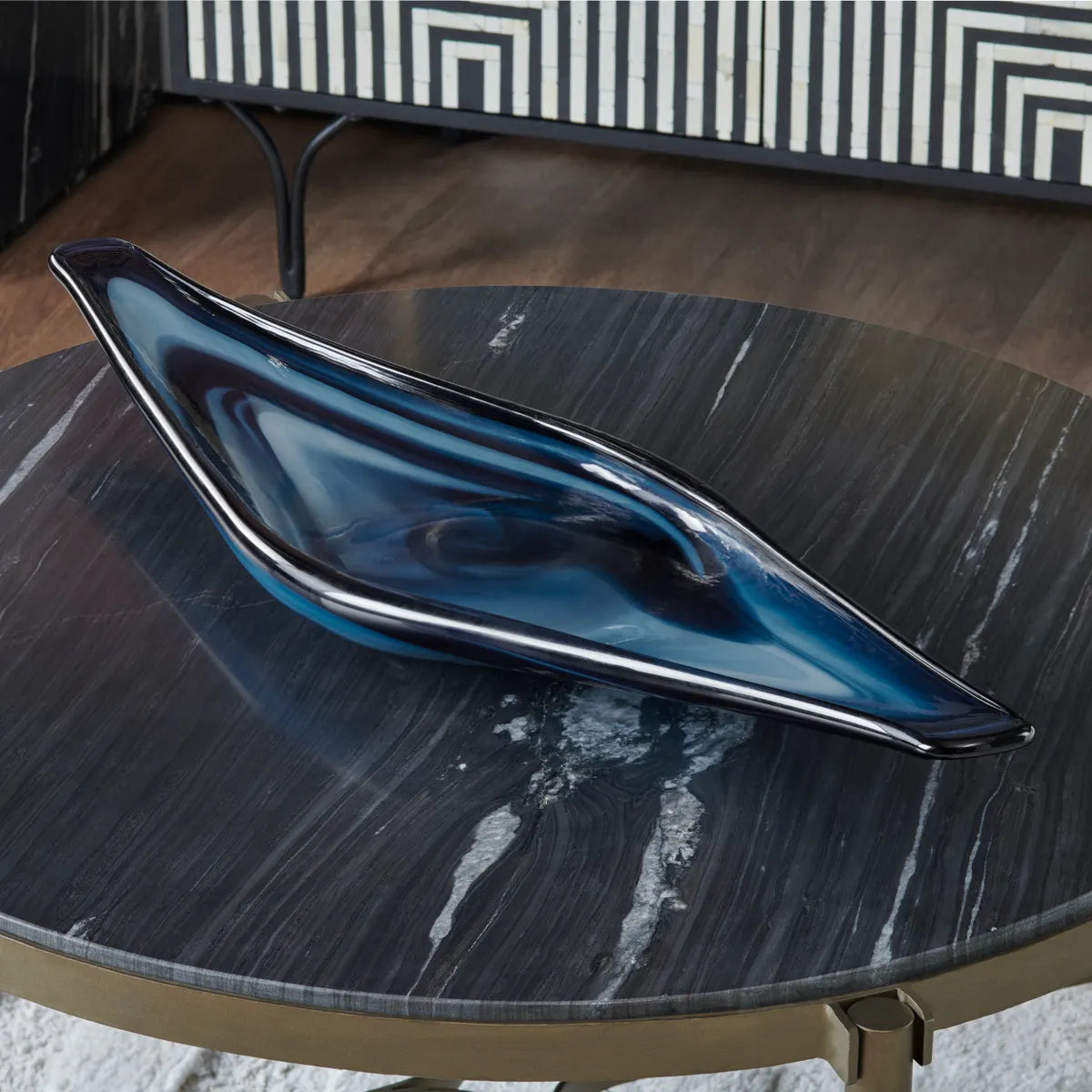 Crestview Collection Wescott Blue Glass Tray - Image 1