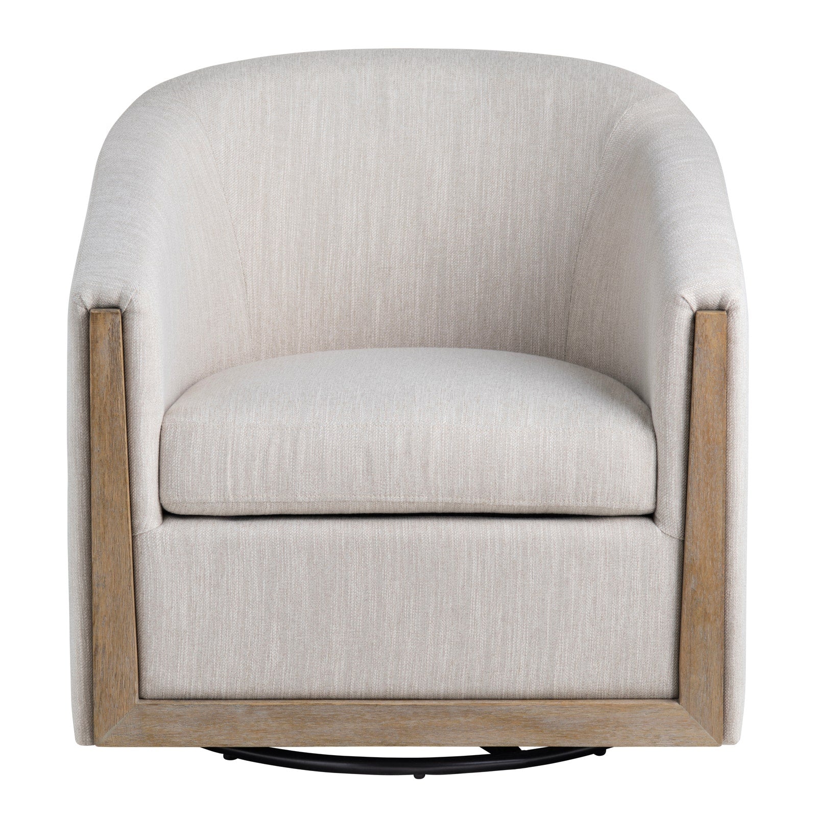 Crestview Collection Bennett Cream Linen Swivel Chair - Image 3