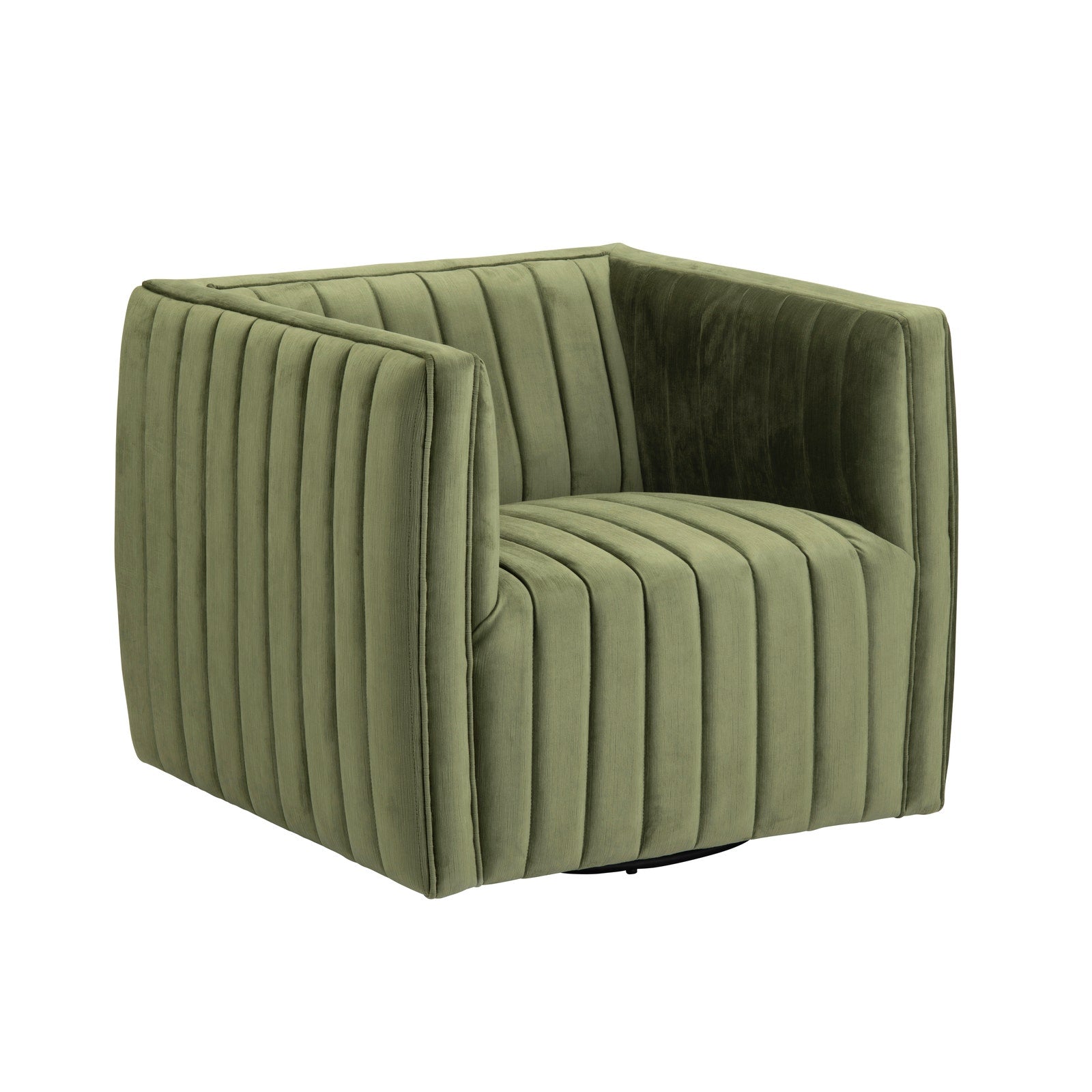 Crestview Collection Draper Green Velvet Channeled Swivel Chair - Image 3