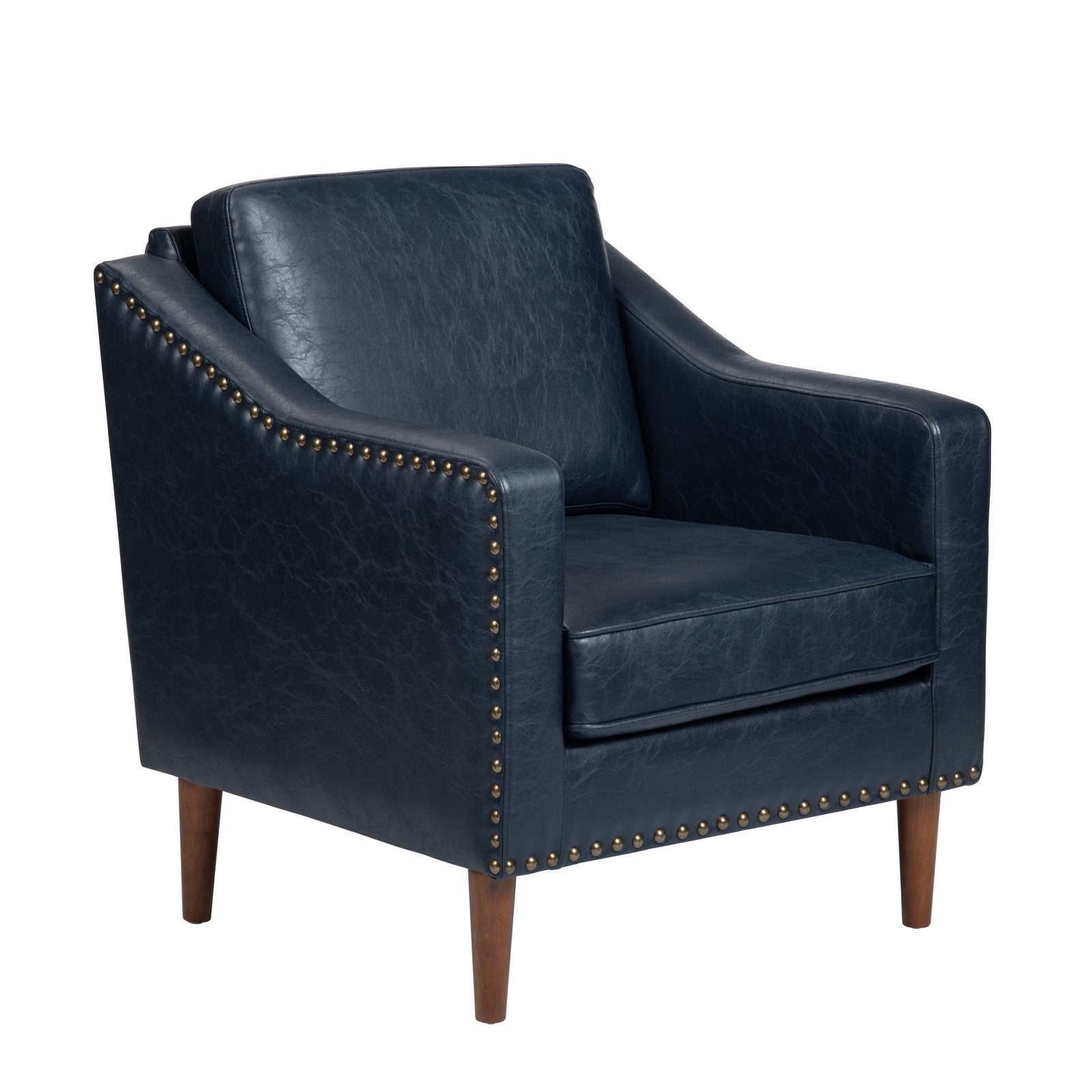 Crestview Collection Rothwell Deep Navy Vegan Leather Accent Chair - Image 2