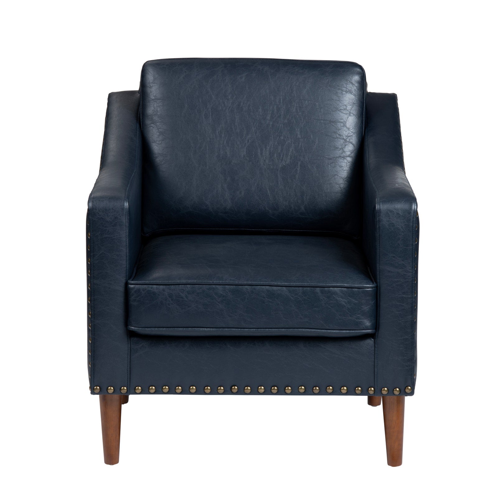 Crestview Collection Rothwell Deep Navy Vegan Leather Accent Chair - Image 3